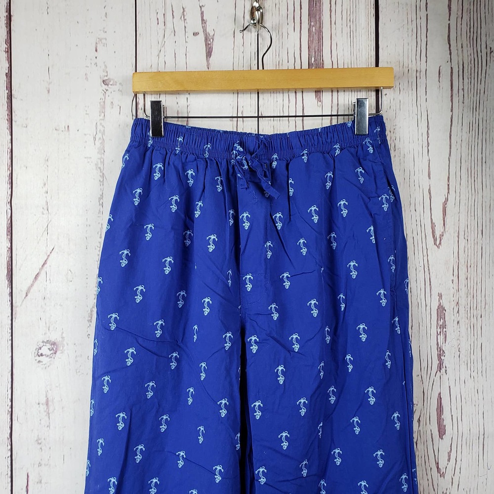 Crown & Ivy Pajama Lounge Pants Mens Size Medium Pull On Stretch Waist Blue